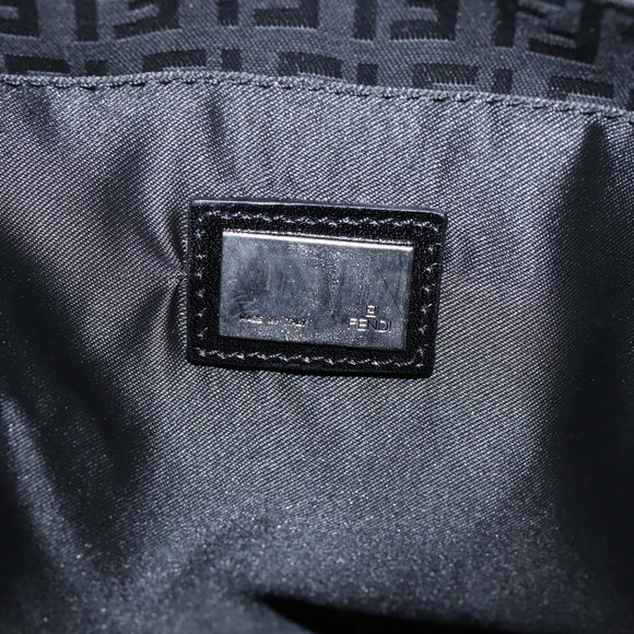 FENDI Zucchino Canvas Tote Bag Black Silver Auth 208019V