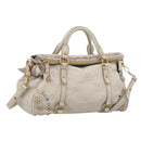 Miu Miu Hand Bag Leather 2way Ivory Gold Auth 208020A-1
