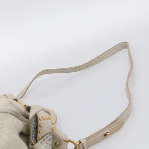 Miu Miu Hand Bag Leather 2way Ivory Gold Auth 208020A