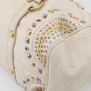 Miu Miu Hand Bag Leather 2way Ivory Gold Auth 208020A-13