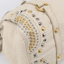 Miu Miu Hand Bag Leather 2way Ivory Gold Auth 208020A-14