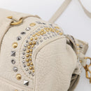 Miu Miu Hand Bag Leather 2way Ivory Gold Auth 208020A-15