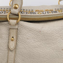 Miu Miu Hand Bag Leather 2way Ivory Gold Auth 208020A-17