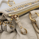 Miu Miu Hand Bag Leather 2way Ivory Gold Auth 208020A-19