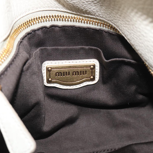 Miu Miu Hand Bag Leather 2way Ivory Gold Auth 208020A