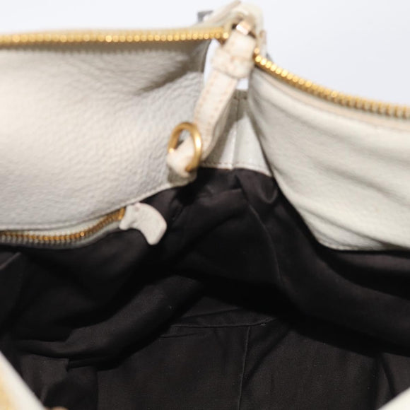 Miu Miu Hand Bag Leather 2way Ivory Gold Auth 208020A