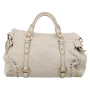 Miu Miu Hand Bag Leather 2way Ivory Gold Auth 208020A-3