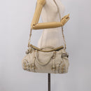 Miu Miu Hand Bag Leather 2way Ivory Gold Auth 208020A-30