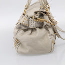 Miu Miu Hand Bag Leather 2way Ivory Gold Auth 208020A-4