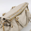 Miu Miu Hand Bag Leather 2way Ivory Gold Auth 208020A-6