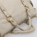 Miu Miu Hand Bag Leather 2way Ivory Gold Auth 208020A-7