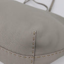 FENDI Celeria Carla Tote Bag Leather Gray Silver Auth 208022V-16