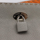FENDI Celeria Carla Tote Bag Leather Gray Silver Auth 208022V-18