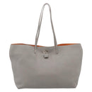 FENDI Celeria Carla Tote Bag Leather Gray Silver Auth 208022V-2