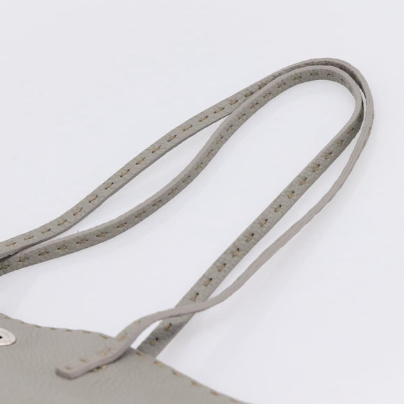 FENDI Celeria Carla Tote Bag Leather Gray Silver Auth 208022V
