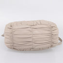 PRADA Gathered Hand Bag Leather 2way Gray Silver Auth 208024V-13