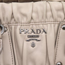 PRADA Gathered Hand Bag Leather 2way Gray Silver Auth 208024V-21
