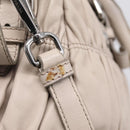 PRADA Gathered Hand Bag Leather 2way Gray Silver Auth 208024V-21
