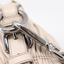 PRADA Gathered Hand Bag Leather 2way Gray Silver Auth 208024V-22