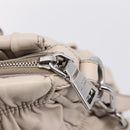 PRADA Gathered Hand Bag Leather 2way Gray Silver Auth 208024V-23