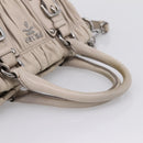 PRADA Gathered Hand Bag Leather 2way Gray Silver Auth 208024V-8