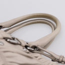 PRADA Gathered Hand Bag Leather 2way Gray Silver Auth 208024V-9