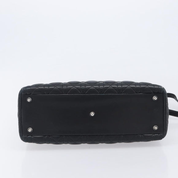 Christian Dior Canage Lady Dior Large Bag Lamb Skin 2way Black Auth 208025V
