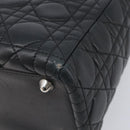 Christian Dior Canage Lady Dior Large Bag Lamb Skin 2way Black Auth 208025V-12