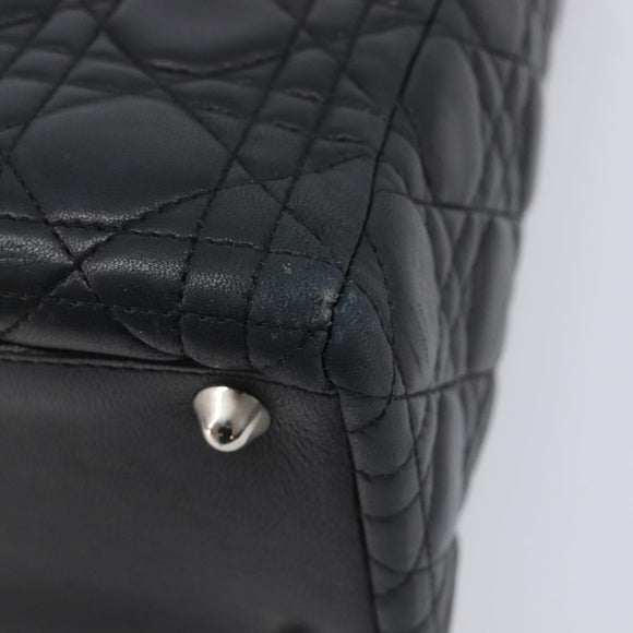 Christian Dior Canage Lady Dior Large Bag Lamb Skin 2way Black Auth 208025V
