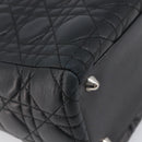 Christian Dior Canage Lady Dior Large Bag Lamb Skin 2way Black Auth 208025V-15