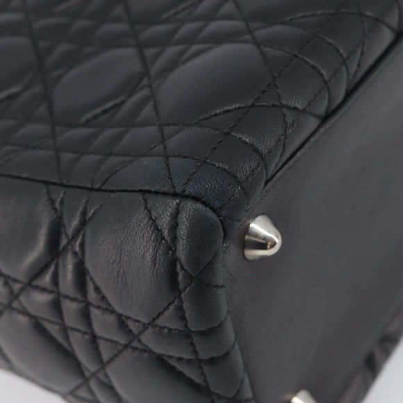 Christian Dior Canage Lady Dior Large Bag Lamb Skin 2way Black Auth 208025V