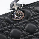 Christian Dior Canage Lady Dior Large Bag Lamb Skin 2way Black Auth 208025V-18