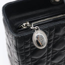 Christian Dior Canage Lady Dior Large Bag Lamb Skin 2way Black Auth 208025V-19