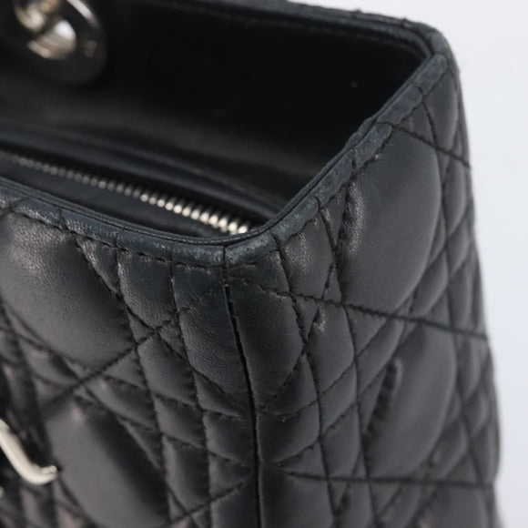 Christian Dior Canage Lady Dior Large Bag Lamb Skin 2way Black Auth 208025V