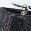 Christian Dior Canage Lady Dior Large Bag Lamb Skin 2way Black Auth 208025V-21