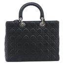 Christian Dior Canage Lady Dior Large Bag Lamb Skin 2way Black Auth 208025V-3