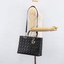 Christian Dior Canage Lady Dior Large Bag Lamb Skin 2way Black Auth 208025V-29