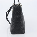 Christian Dior Canage Lady Dior Large Bag Lamb Skin 2way Black Auth 208025V-4