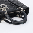 Christian Dior Canage Lady Dior Large Bag Lamb Skin 2way Black Auth 208025V-7