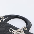 Christian Dior Canage Lady Dior Large Bag Lamb Skin 2way Black Auth 208025V-8