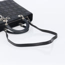 Christian Dior Canage Lady Dior Large Bag Lamb Skin 2way Black Auth 208025V-9