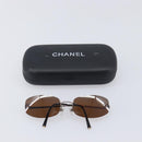 CHANEL COCO Mark Sunglasses metal Brown CC Auth 208027M-20