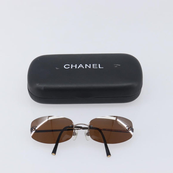 CHANEL COCO Mark Sunglasses metal Brown CC Auth 208027M