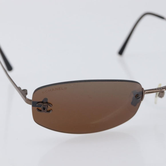CHANEL COCO Mark Sunglasses metal Brown CC Auth 208027M
