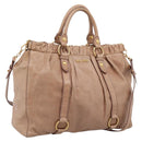 Miu Miu Hand Bag Vitellolux 2way Pink Gold Auth 208029A-1