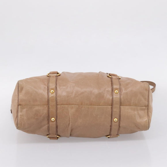 Miu Miu Hand Bag Vitellolux 2way Pink Gold Auth 208029A