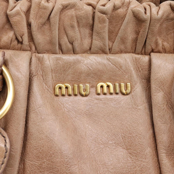 Miu Miu Hand Bag Vitellolux 2way Pink Gold Auth 208029A