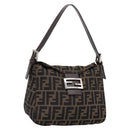 FENDI Zucca Canvas Mamma Baguette Shoulder Bag Brown Black 264260 Auth 208030-1