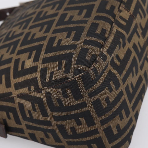 FENDI Zucca Canvas Mamma Baguette Shoulder Bag Brown Black 264260 Auth 208030