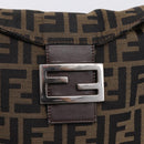 FENDI Zucca Canvas Mamma Baguette Shoulder Bag Brown Black 264260 Auth 208030-15